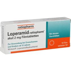 Eine Medikamentenschachtel für Loperamid gegen akuten Durchfall.